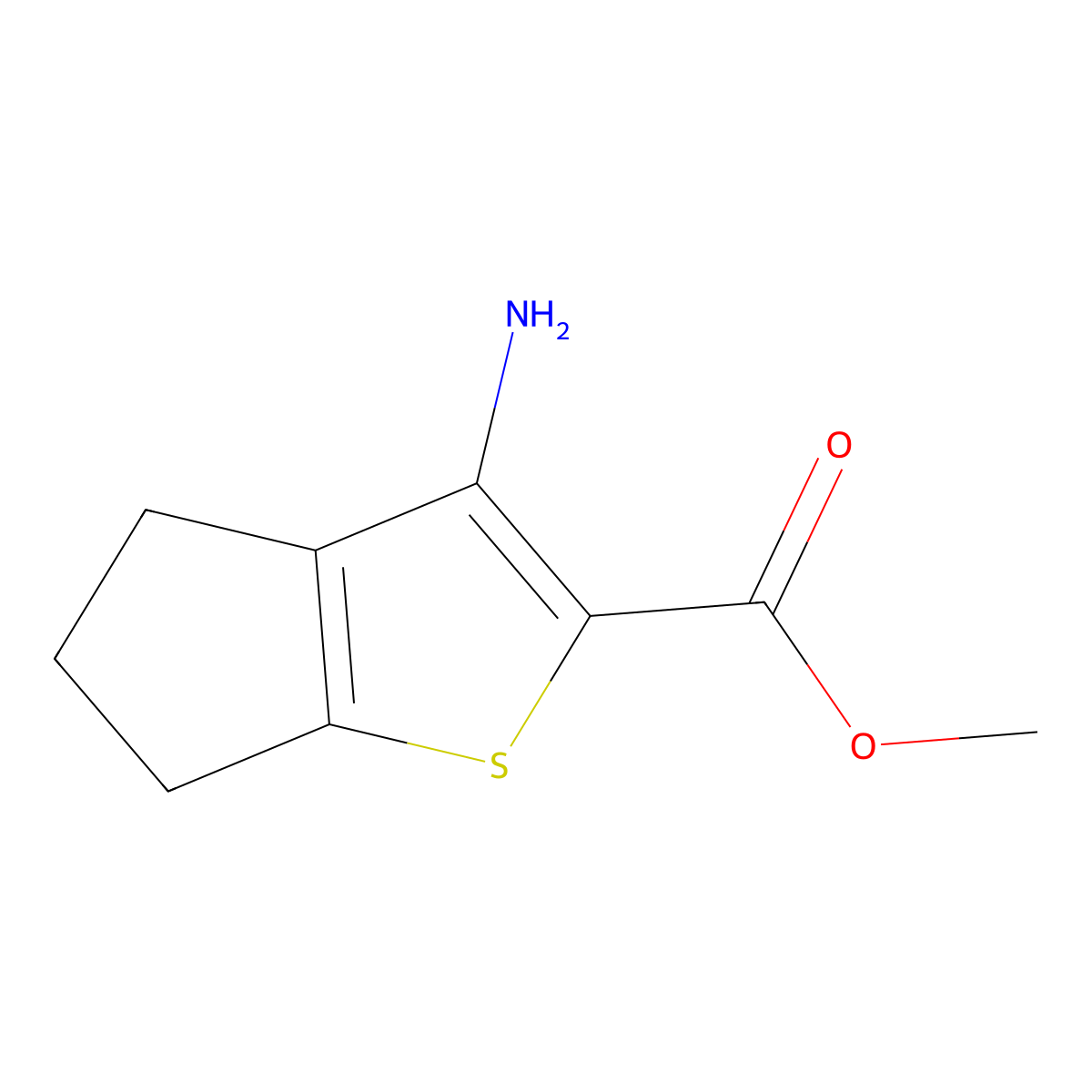 methyl 3-amino-5,6-dihydro-4H-cyclopenta[b]thiophene-2-carboxylate molecular structure, CAS 160133-73-3