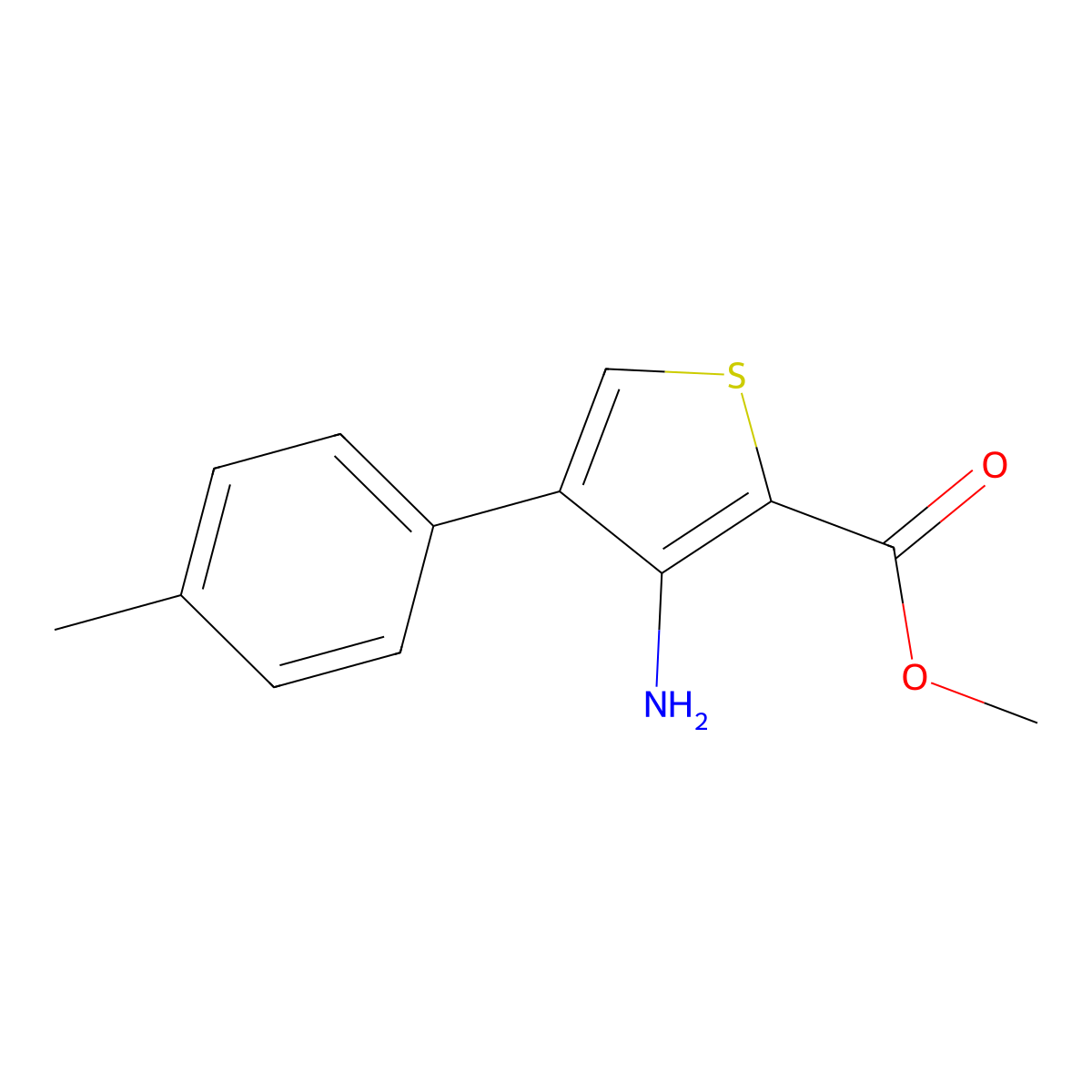 Methyl 3-amino-4-(p-tolyl)thiophene-2-carboxylate molecular structure, CAS 160133-75-5