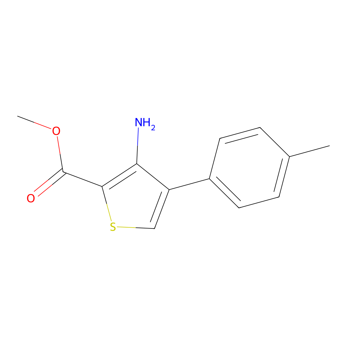 Methyl 3-amino-4-(p-tolyl)thiophene-2-carboxylate molecular structure, CAS 160133-75-5