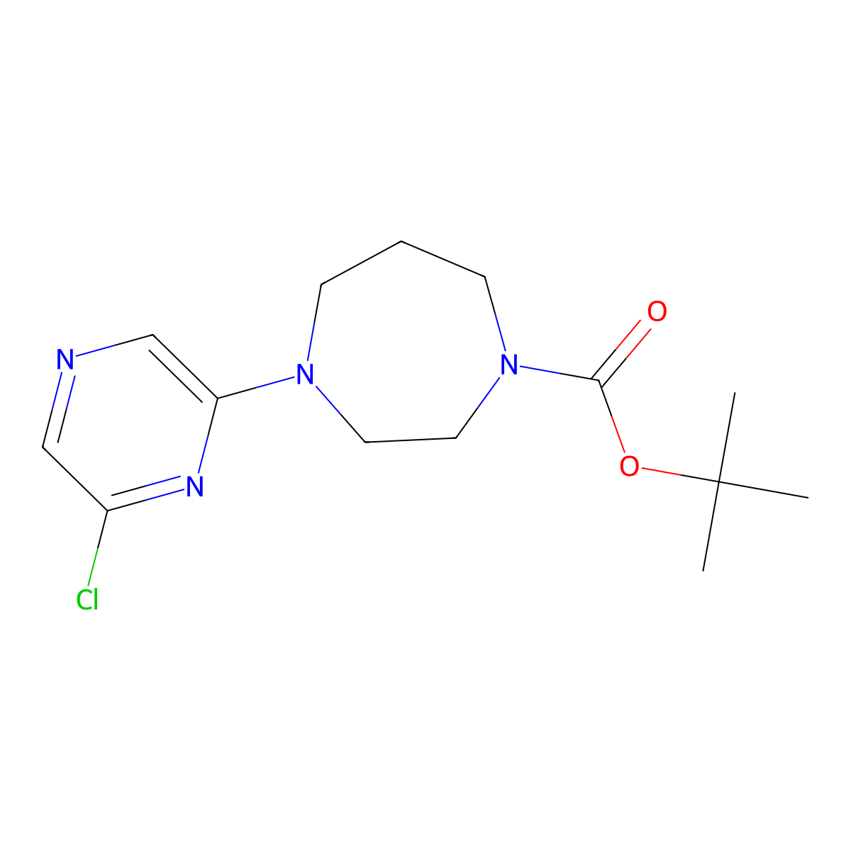 Tert-butyl 4-(6-chloropyrazin-2-yl)-1,4-diazepane-1-carboxylate molecular structure, CAS 1601377-56-3