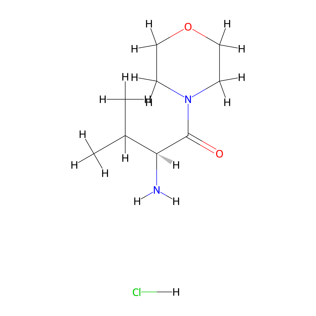 (2S)-2-amino-3-methyl-1-(morpholin-4-yl)butan-1-one hydrochloride molecular structure, CAS 160139-27-5
