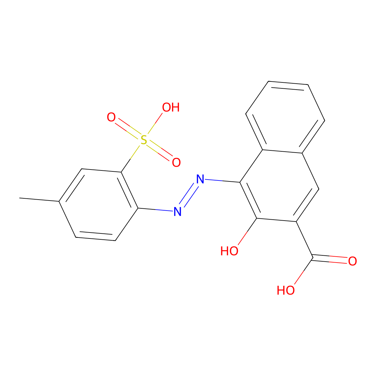 3-Hydroxy-4-((4-methyl-2-sulphophenyl)azo)-2-naphthoic acid molecular structure, CAS 16014-23-6