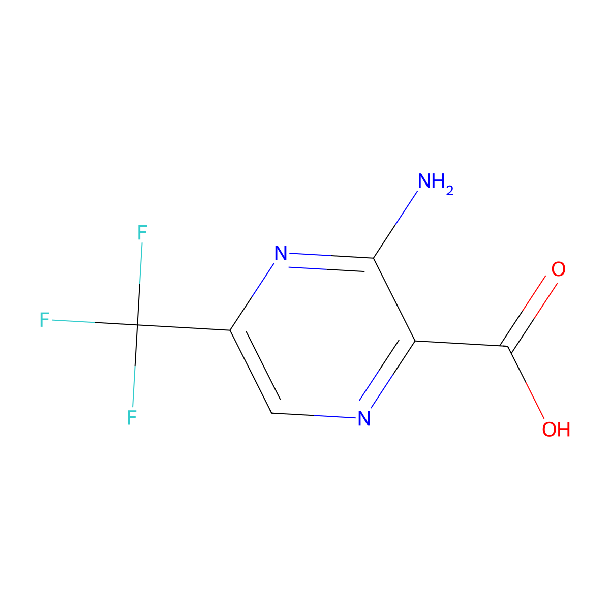 3-Amino-5-trifluoromethylpyrazine-2-carboxylic acid molecular structure, CAS 16014-65-6