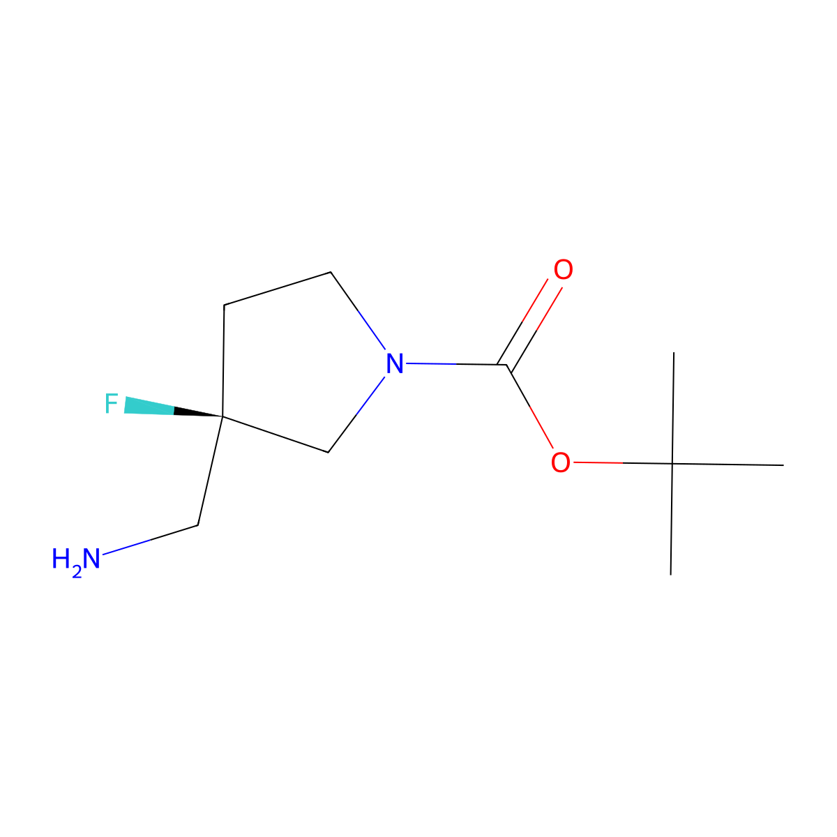 (R)-tert-Butyl 3-(aminomethyl)-3-fluoropyrrolidine-1-carboxylate molecular structure, CAS 1601461-43-1
