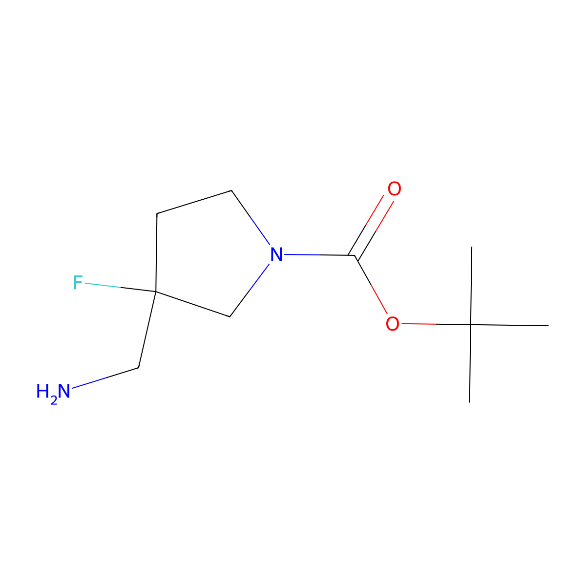 (S)-tert-Butyl 3-(aminomethyl)-3-fluoropyrrolidine-1-carboxylate molecular structure, CAS 1601461-44-2
