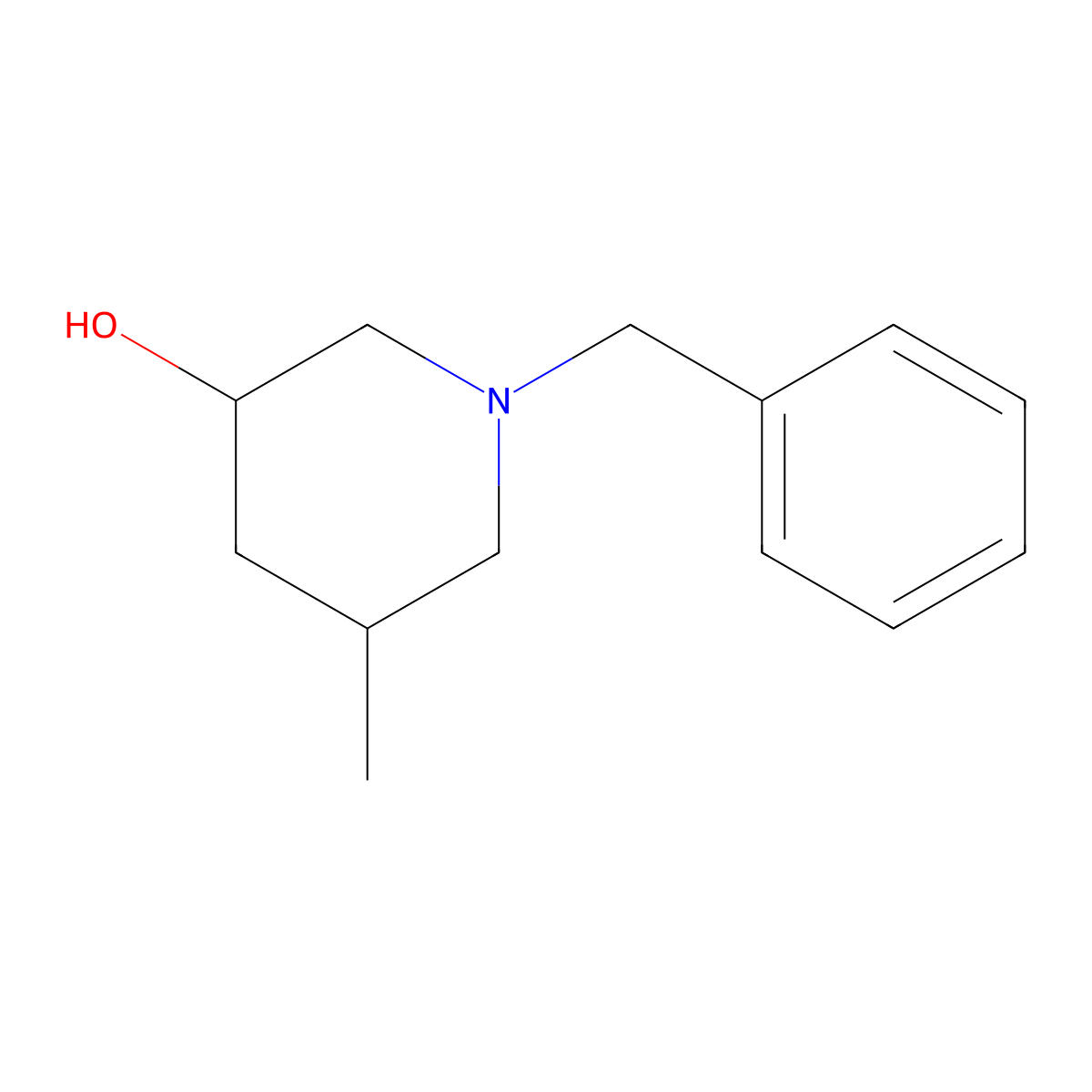 (3R,5R)-1-benzyl-5-methyl-piperidin-3-ol molecular structure, CAS 1601475-88-0