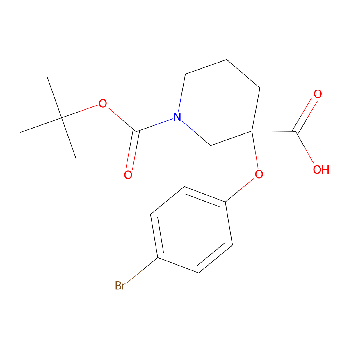 3-(4-Bromophenoxy)-1-[(tert-butoxy)carbonyl]piperidine-3-carboxylicacid molecular structure, CAS 1601476-40-7