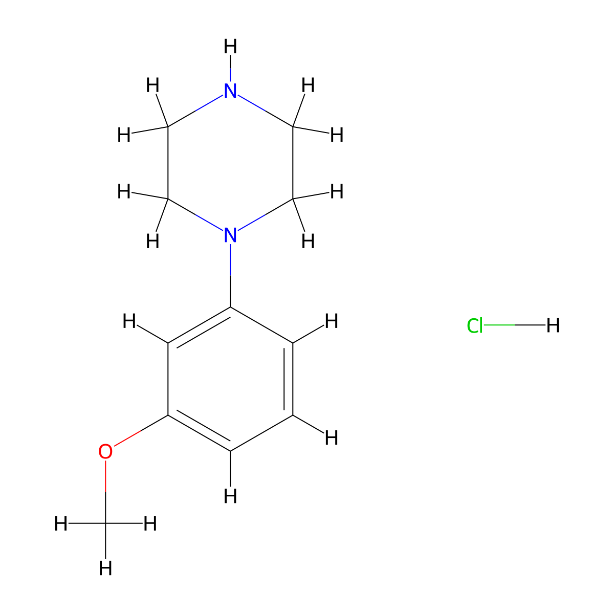 N-(3-Methoxyphenyl)piperazine hydrochloride molecular structure, CAS 16015-70-6