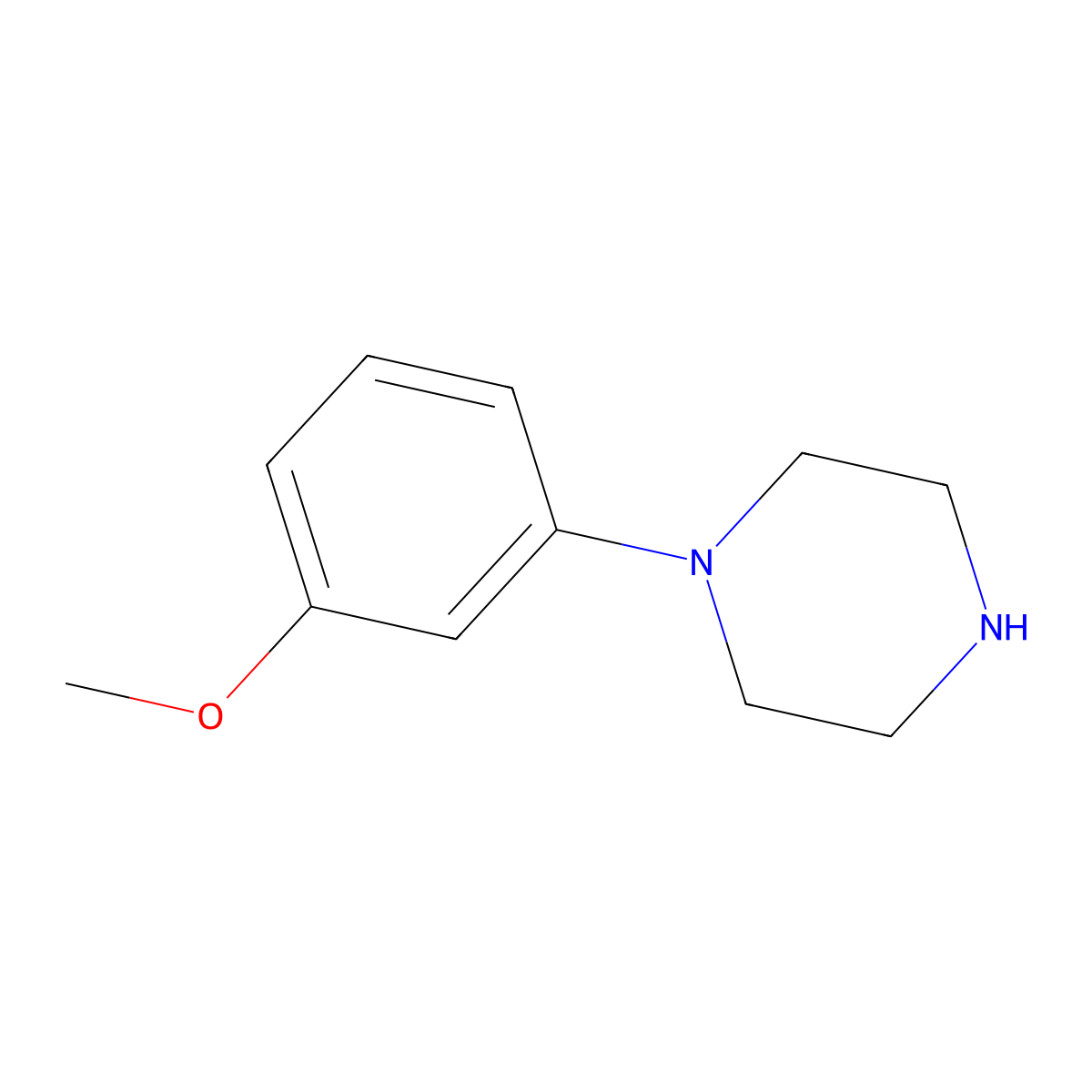 N-(3-methoxyphenyl)piperazine molecular structure, CAS 16015-71-7