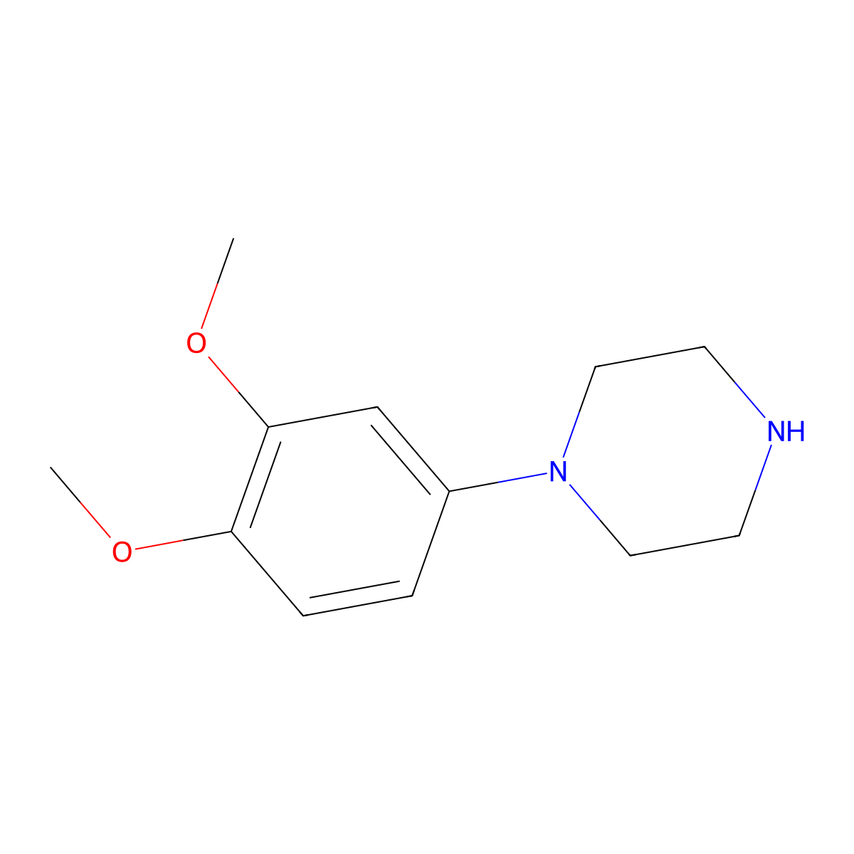 1-(3,4-Dimethoxyphenyl)piperazine molecular structure, CAS 16015-73-9