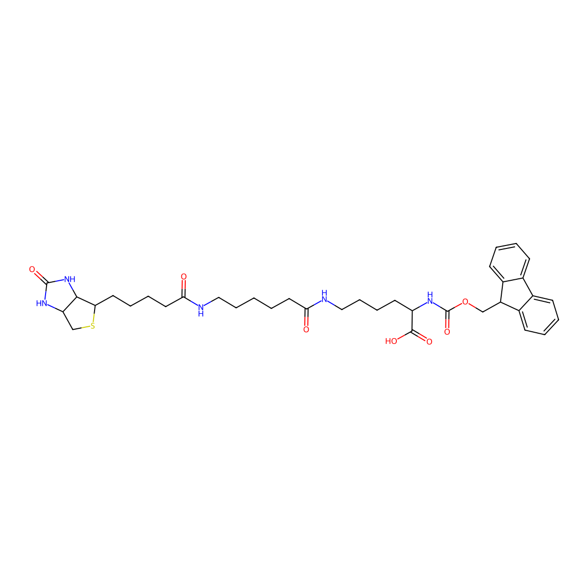 Fmoc-Lys(biotinyl-e-aminocaproyl)-OH molecular structure, CAS 160158-05-4