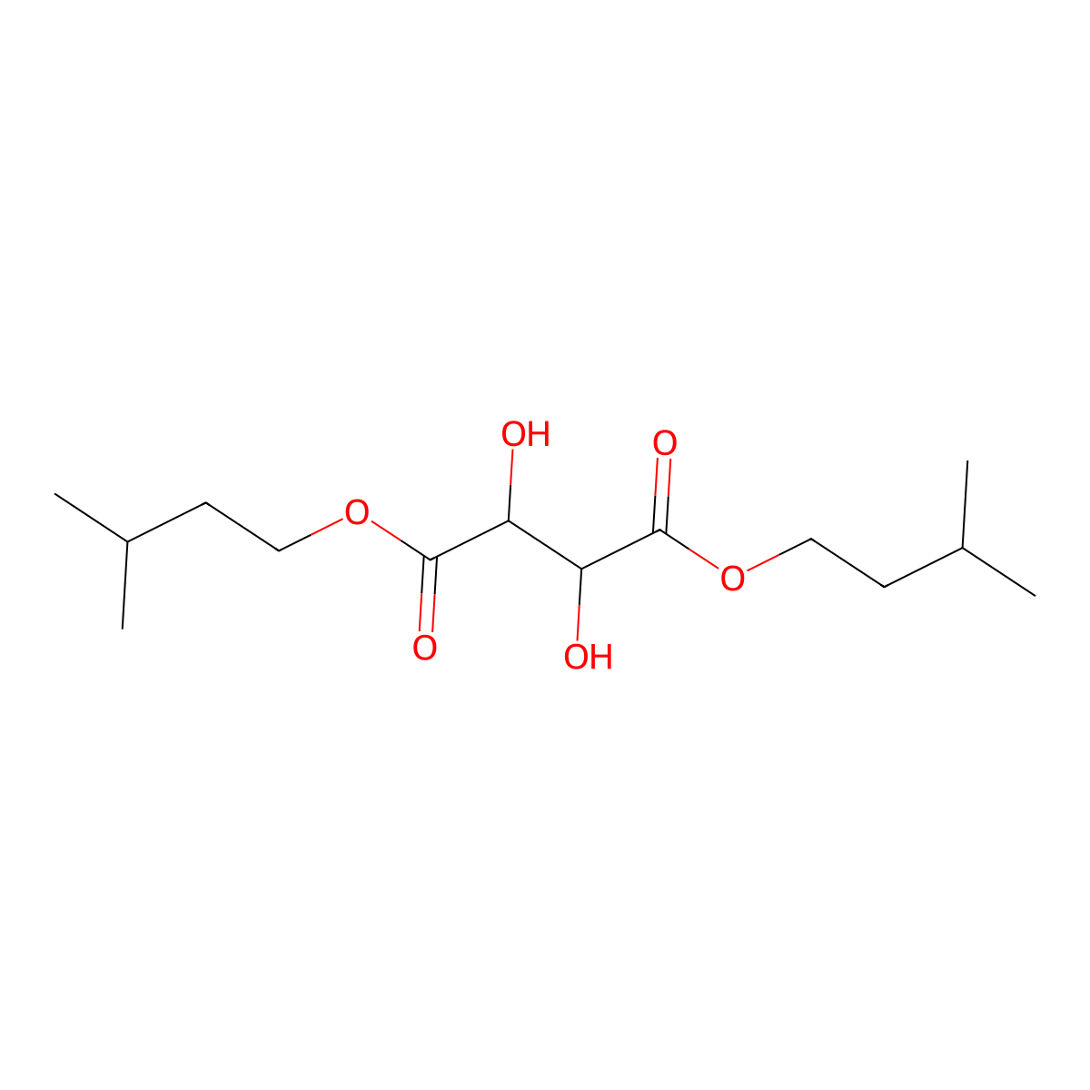 Diisopentyl tartrate molecular structure, CAS 16016-41-4