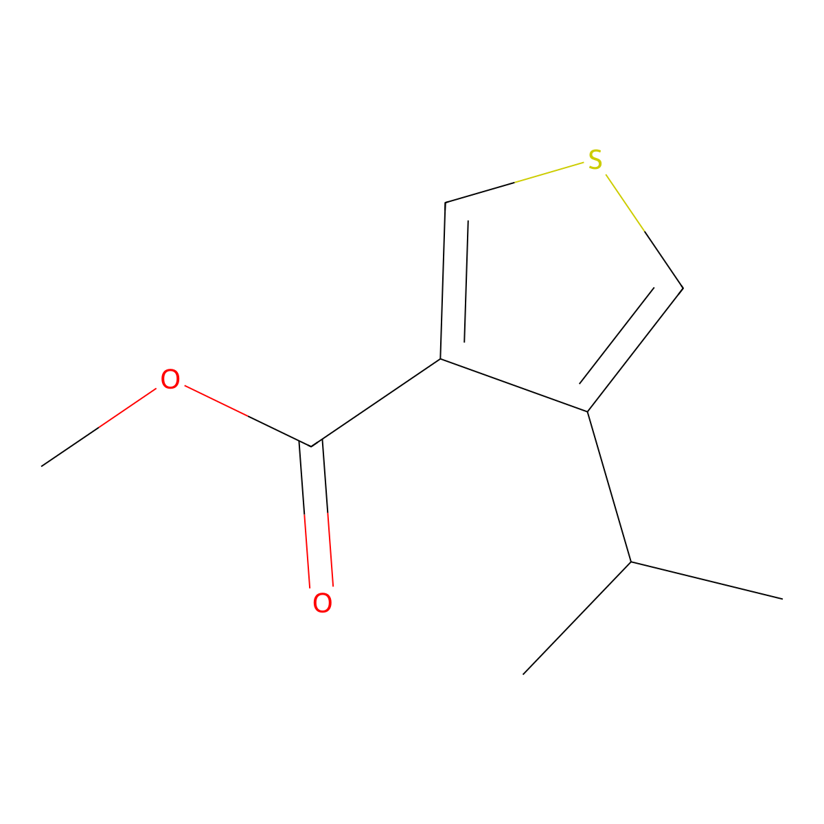 Methyl 4-(propan-2-yl)thiophene-3-carboxylate molecular structure, CAS 1601694-23-8