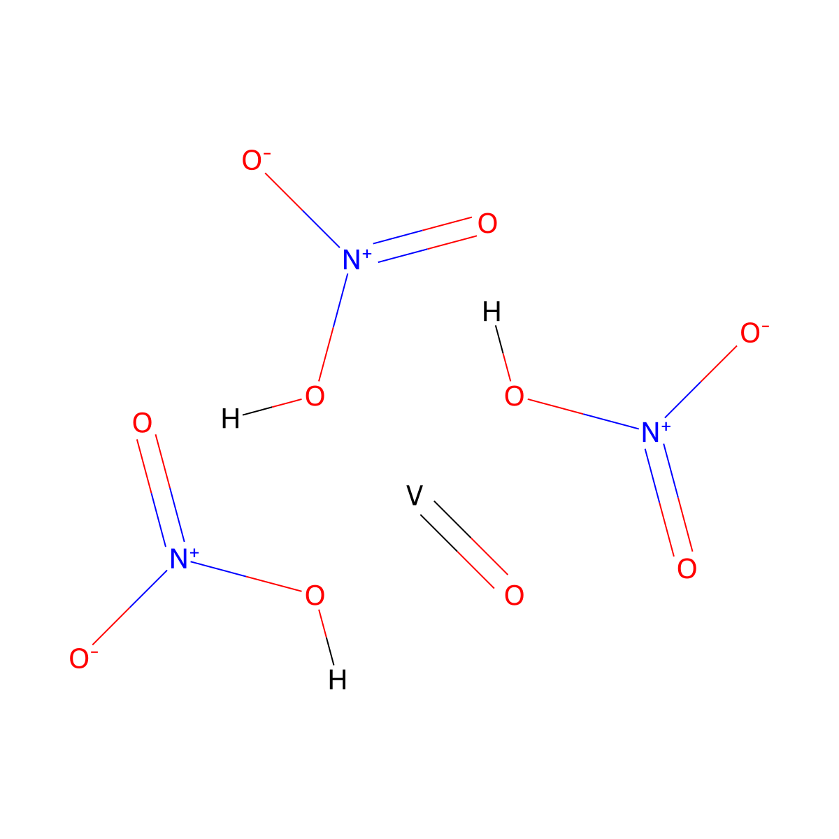 Vanadium, trinitratooxo- molecular structure, CAS 16017-37-1