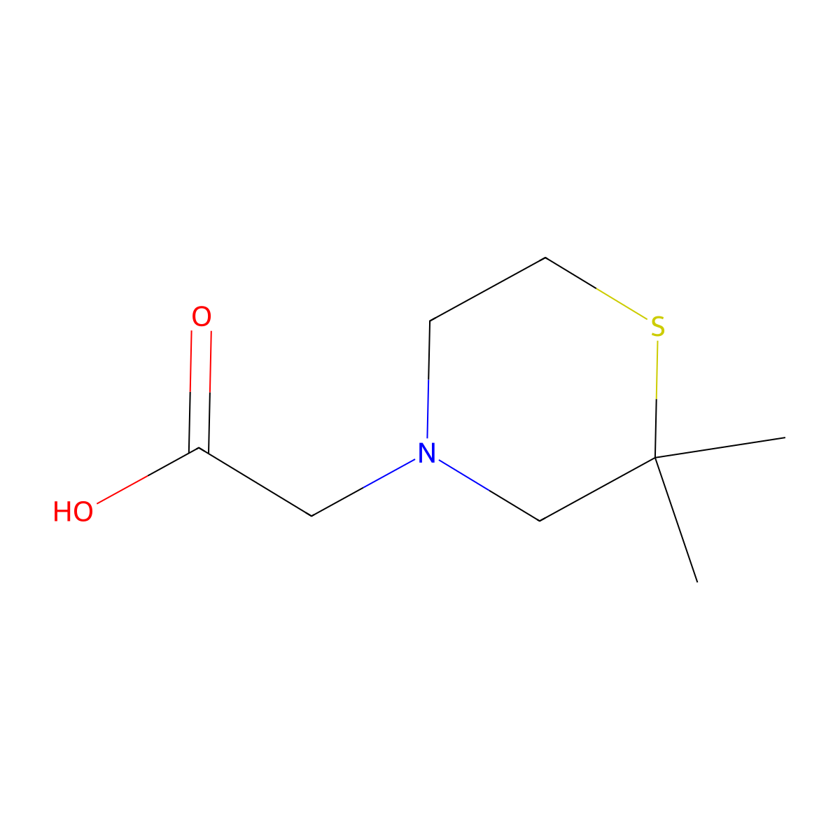 2-(2,2-Dimethylthiomorpholin-4-yl)acetic acid molecular structure, CAS 1601709-53-8