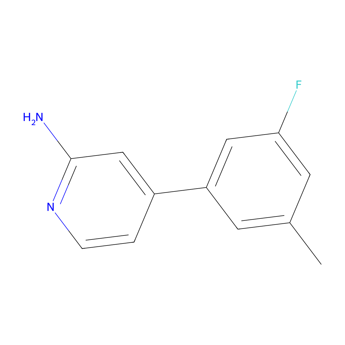 4-(3-Fluoro-5-methylphenyl)-2-pyridinamine molecular structure, CAS 1601747-17-4