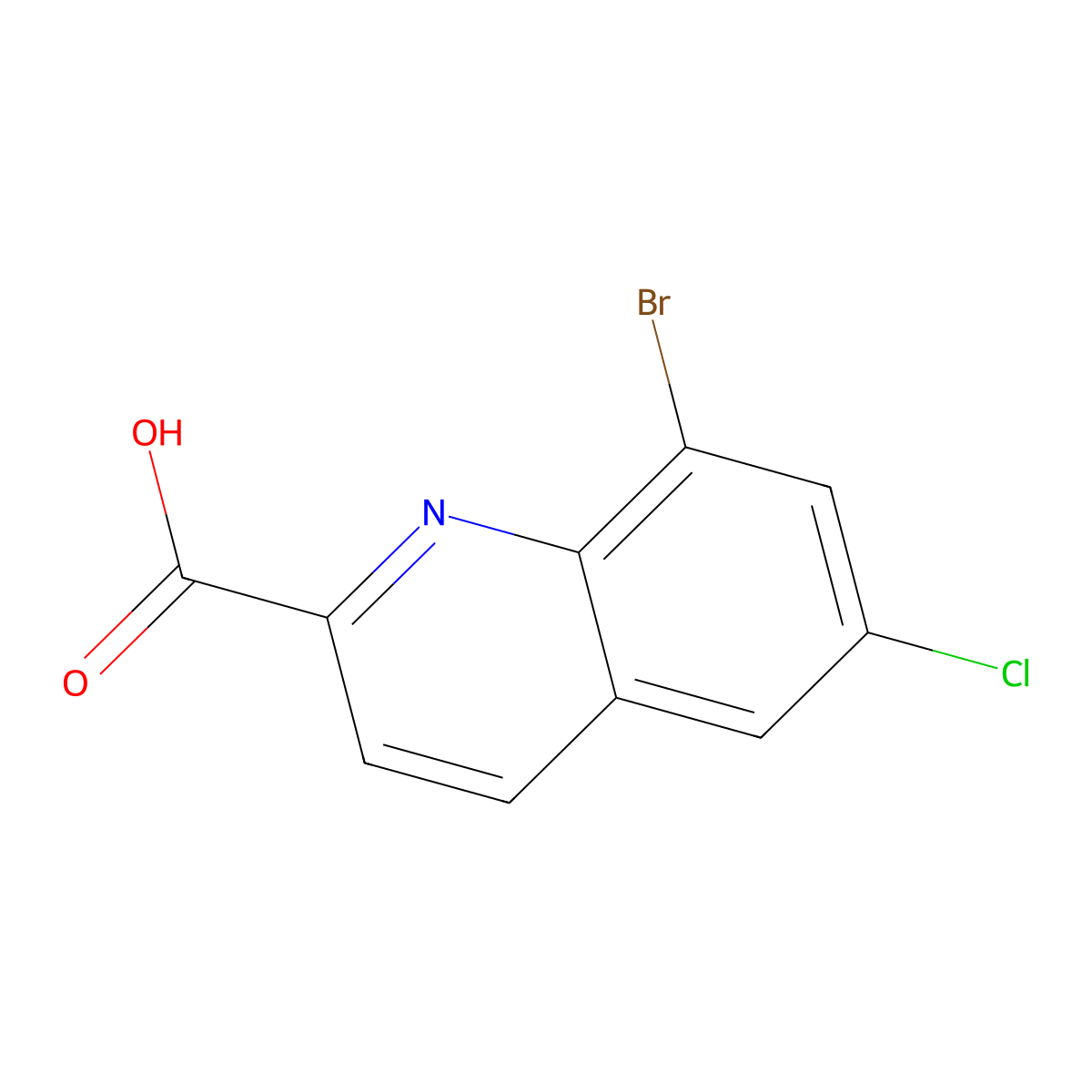 8-Bromo-6-chloroquinoline-2-carboxylic acid molecular structure, CAS 1601787-23-8