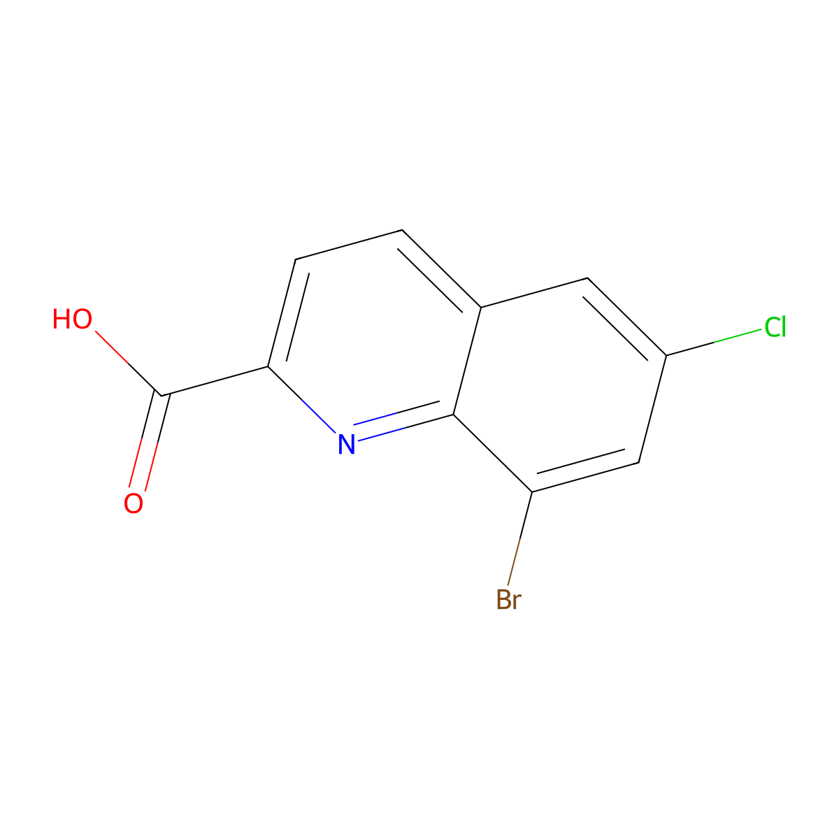 8-Bromo-6-chloroquinoline-2-carboxylic acid molecular structure, CAS 1601787-23-8