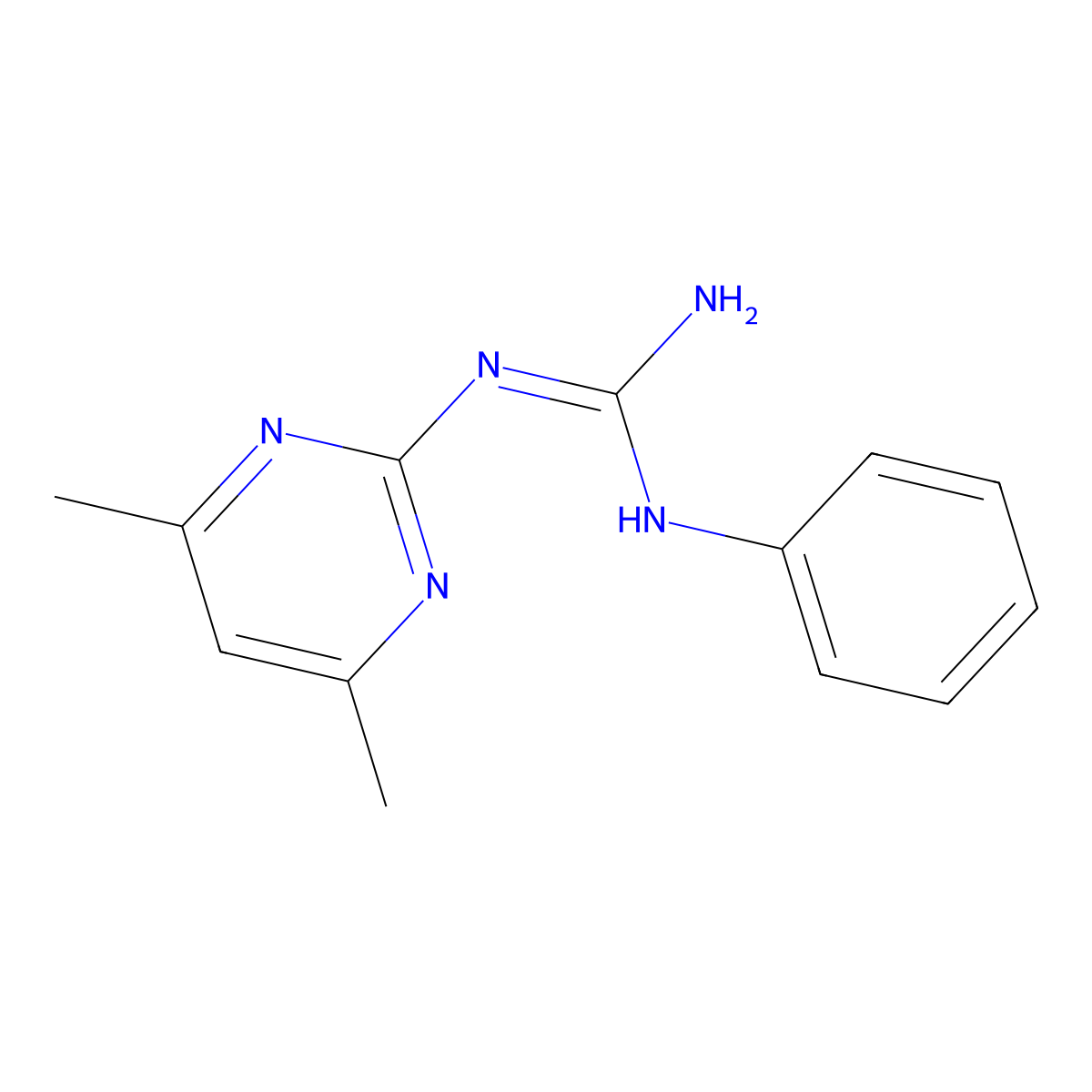 1-(4,6-Dimethylpyrimidin-2-yl)-3-phenylguanidine molecular structure, CAS 16018-49-8