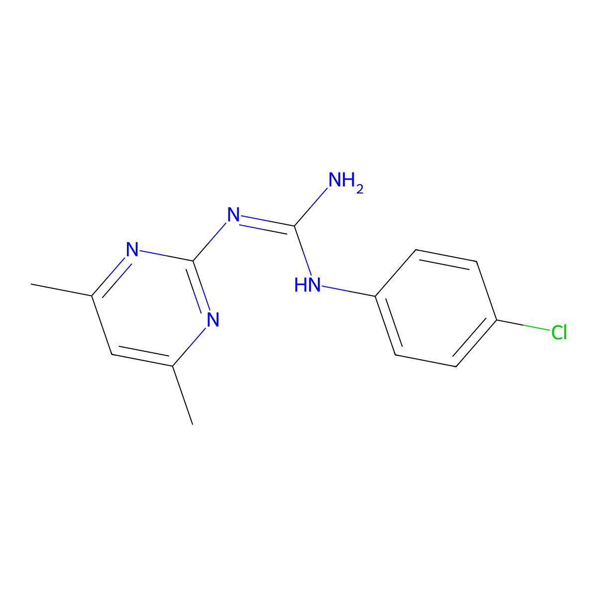 1-(4-Chlorophenyl)-3-(4,6-dimethylpyrimidin-2-yl)guanidine molecular structure, CAS 16018-51-2