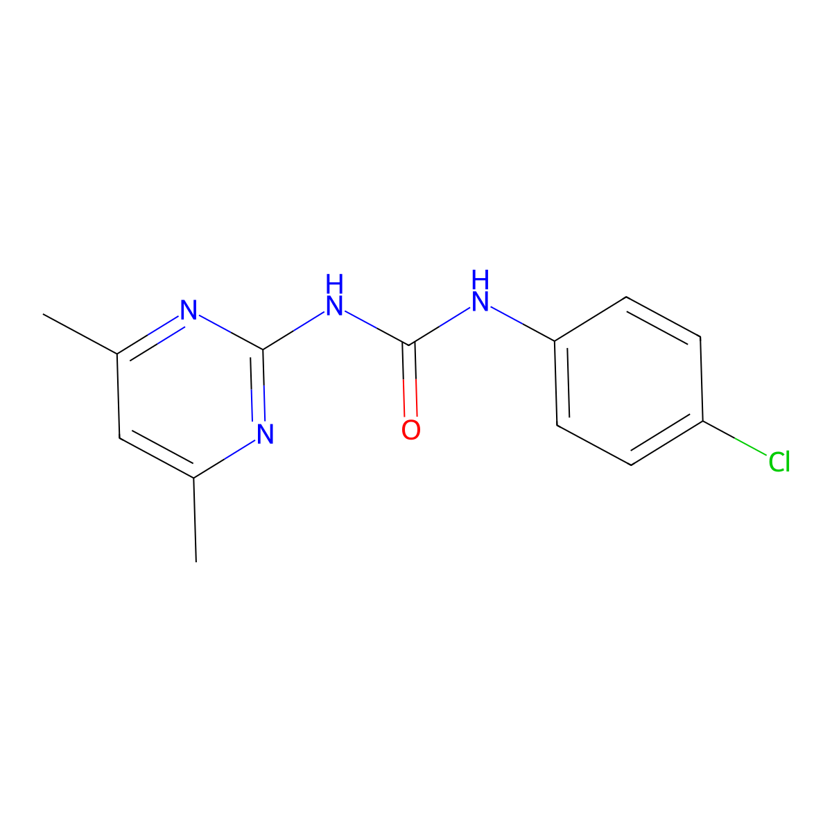 Urea, 1-(p-chlorophenyl)-3-(4,6-dimethyl-2-pyrimidinyl)- molecular structure, CAS 16018-61-4