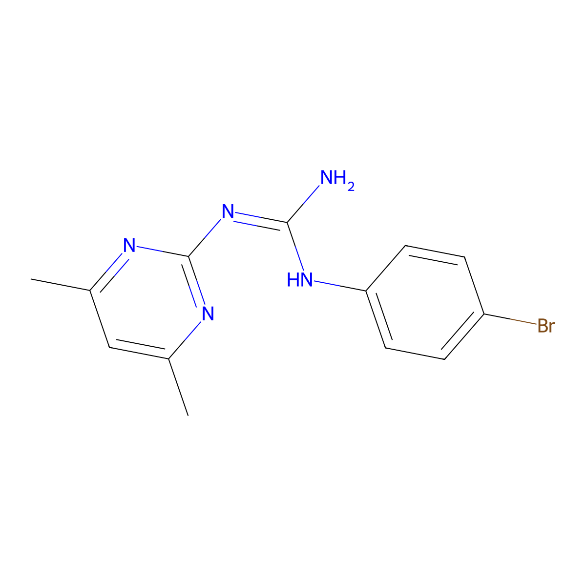 Guanidine, 1-(p-bromophenyl)-3-(4,6-dimethyl-2-pyrimidinyl)- molecular structure, CAS 16018-66-9