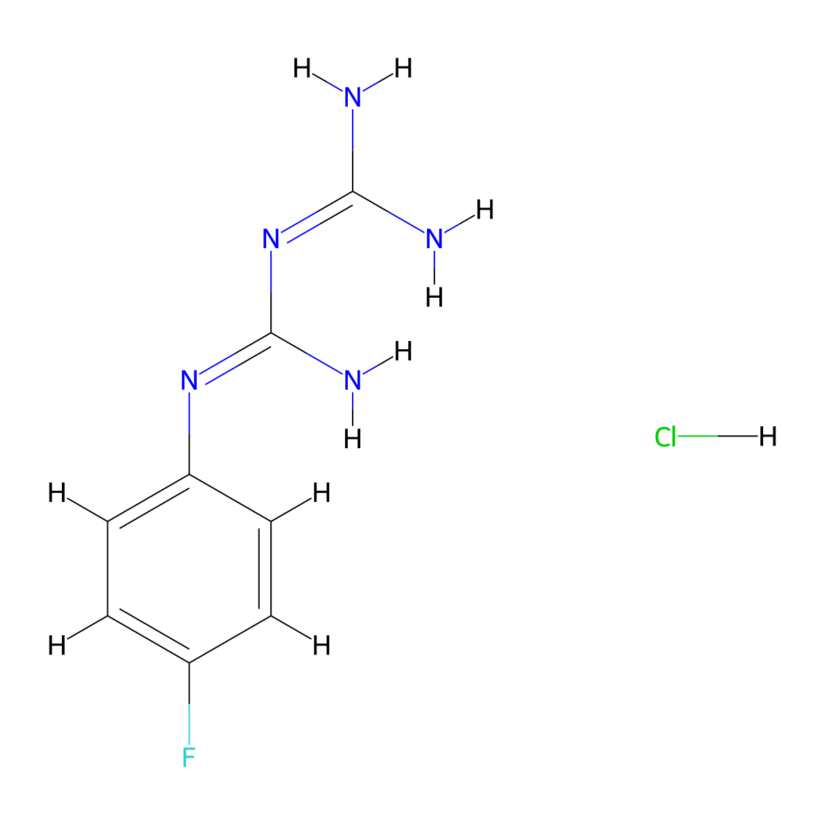1-(4-Fluorophenyl)biguanide hydrochloride molecular structure, CAS 16018-83-0