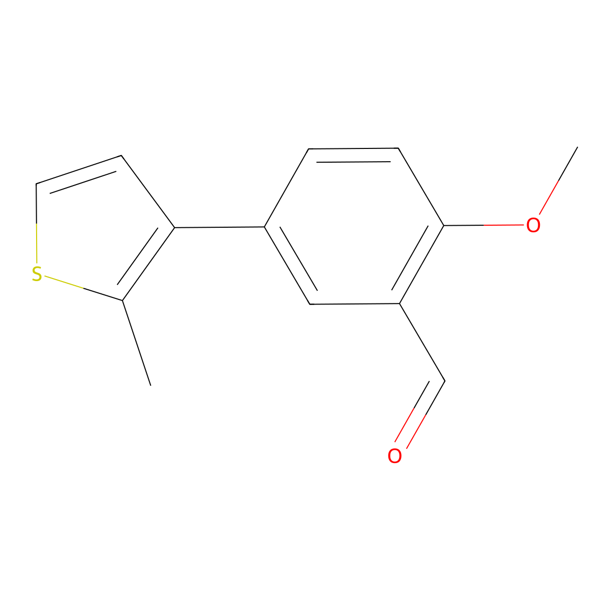 2-Methoxy-5-(2-methylthiophen-3-yl)benzaldehyde molecular structure, CAS 1601841-25-1