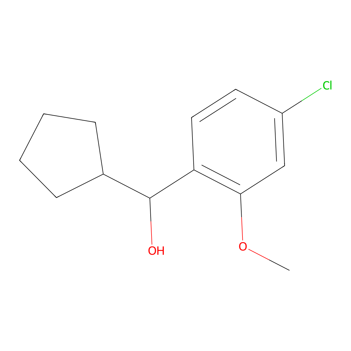4-Chloro-alpha-cyclopentyl-2-methoxybenzenemethanol molecular structure, CAS 1601852-94-1