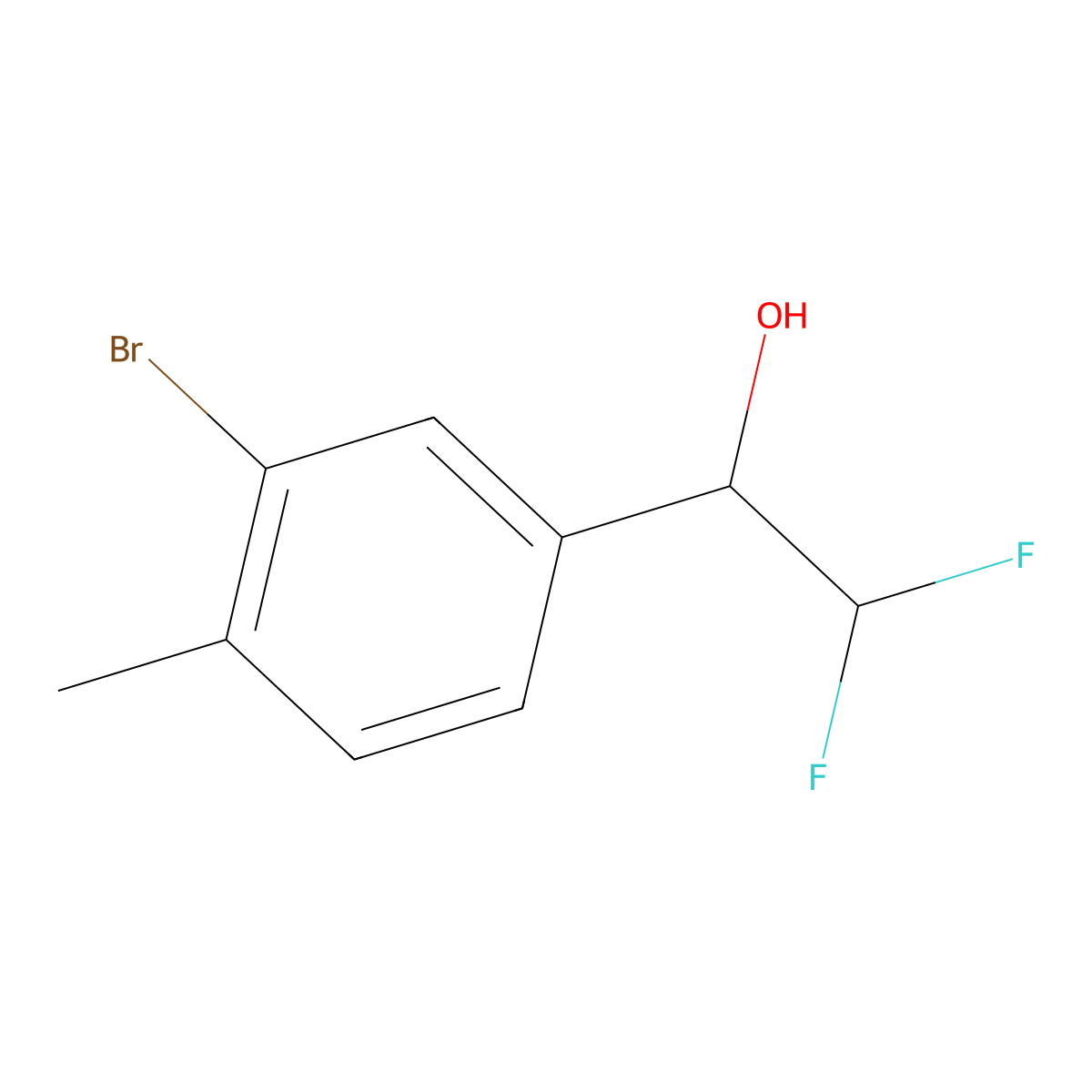 1-(3-Bromo-4-methylphenyl)-2,2-difluoroethan-1-ol molecular structure, CAS 1601853-73-9
