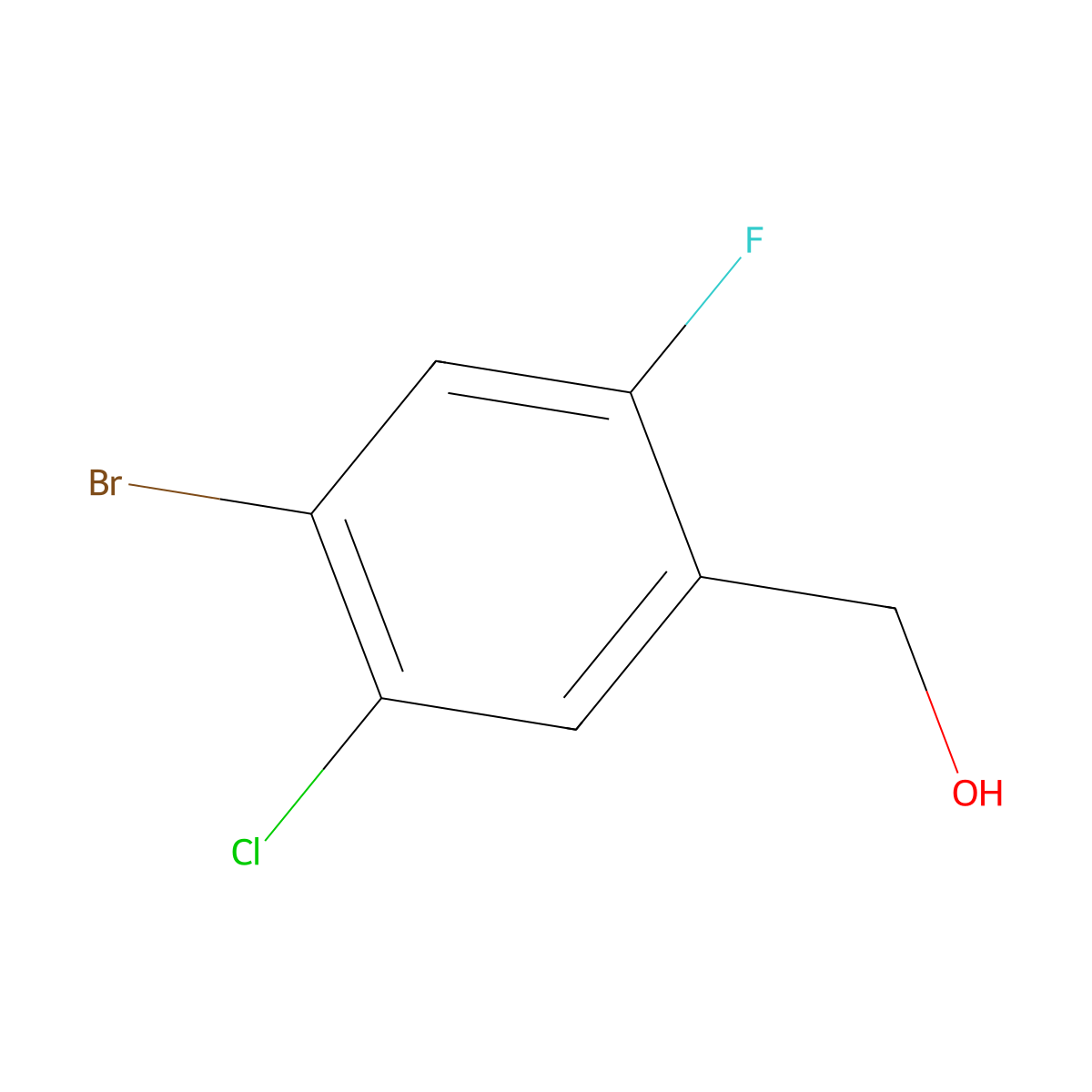 (4-Bromo-5-chloro-2-fluorophenyl)methanol molecular structure, CAS 1601858-71-2