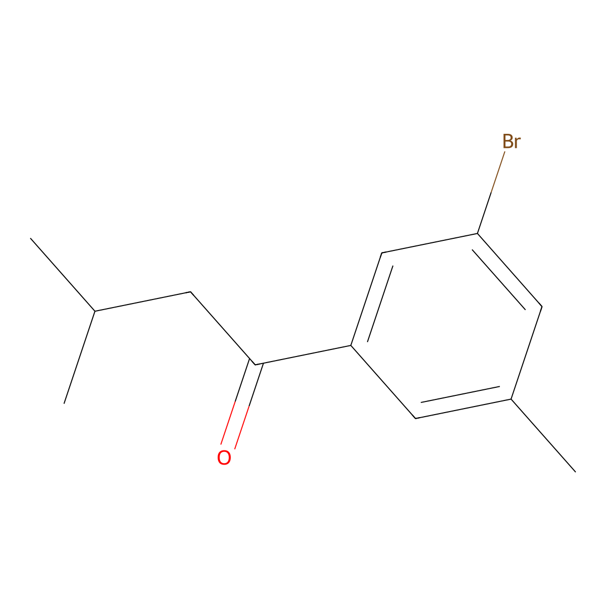 1-(3-Bromo-5-methylphenyl)-3-methylbutan-1-one molecular structure, CAS 1601869-46-8
