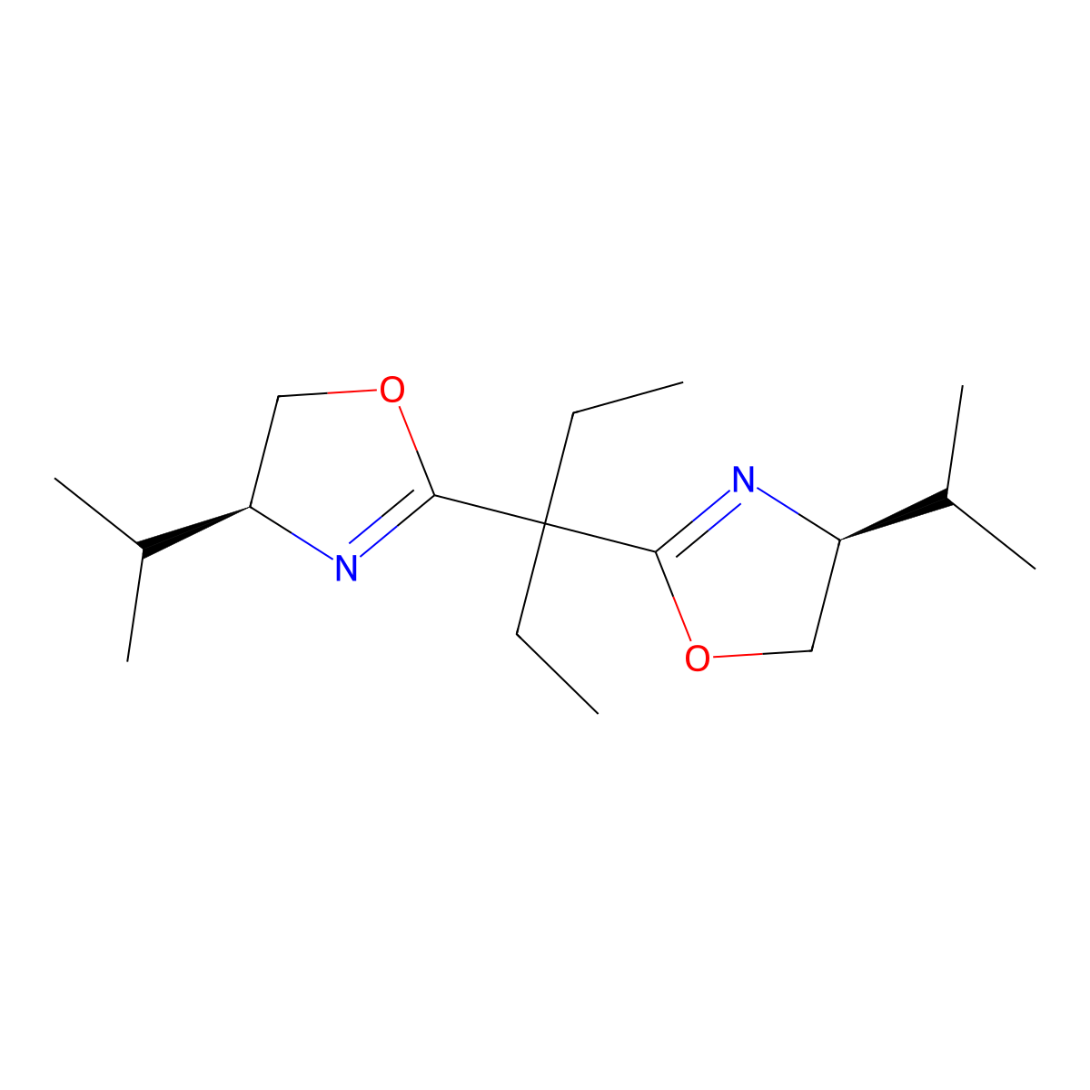 (4S,4'S)-2 2'-(3-Pentylidene)bis(4-isopropyloxazoline) molecular structure, CAS 160191-65-1
