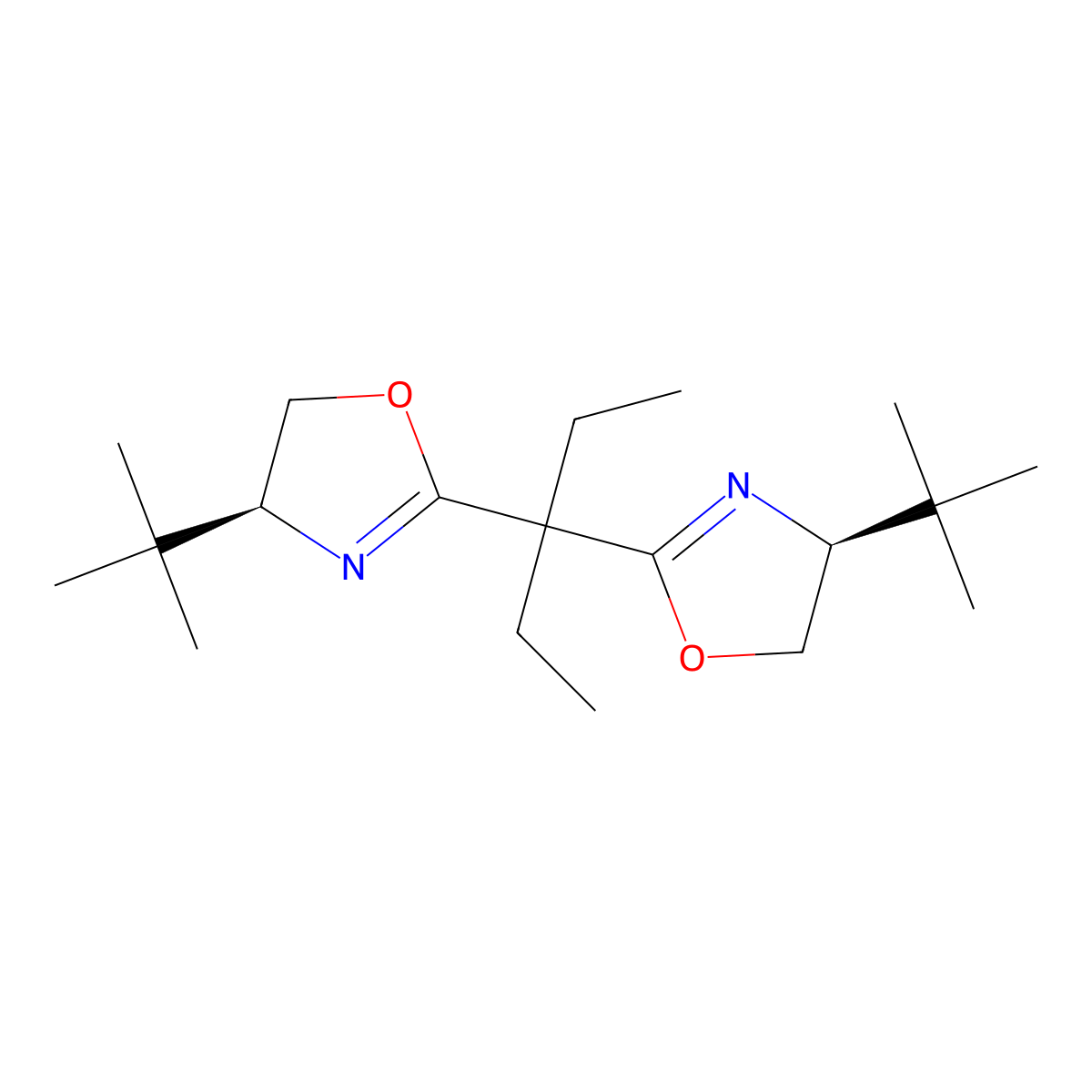 (4S,4'S)-2,2'-(Pentane-3,3-diyl)bis(4-(tert-butyl)-4,5-dihydrooxazole) molecular structure, CAS 160191-66-2