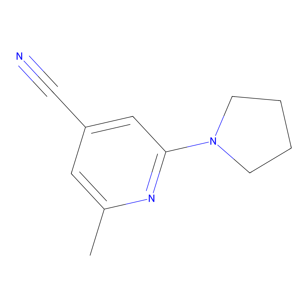 2-Methyl-6-(pyrrolidin-1-yl)pyridine-4-carbonitrile molecular structure, CAS 1601948-35-9