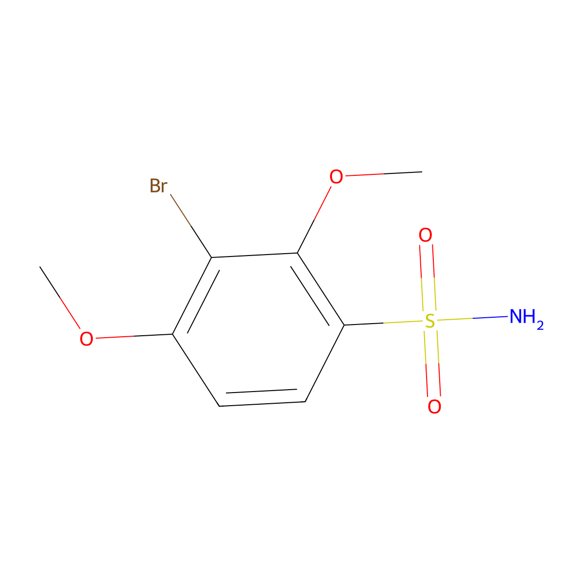 3-Bromo-2,4-dimethoxybenzene-1-sulfonamide molecular structure, CAS 1601966-95-3