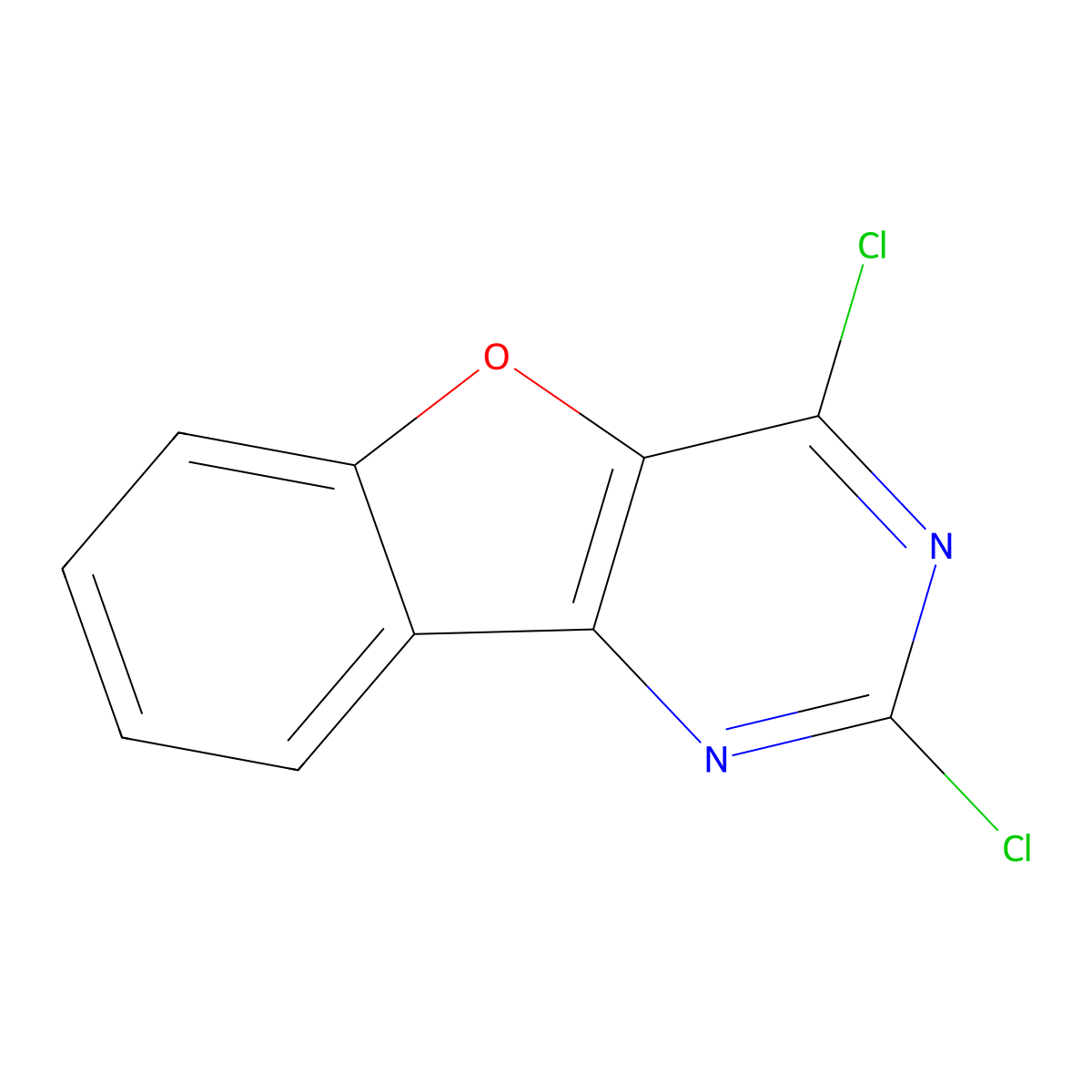 4,6-Dichloro-8-oxa-3,5-diazatricyclo(7.4.0.0,2,7)trideca-1(9),2(7),3,5,10,12-hexaene molecular structure, CAS 160199-95-1