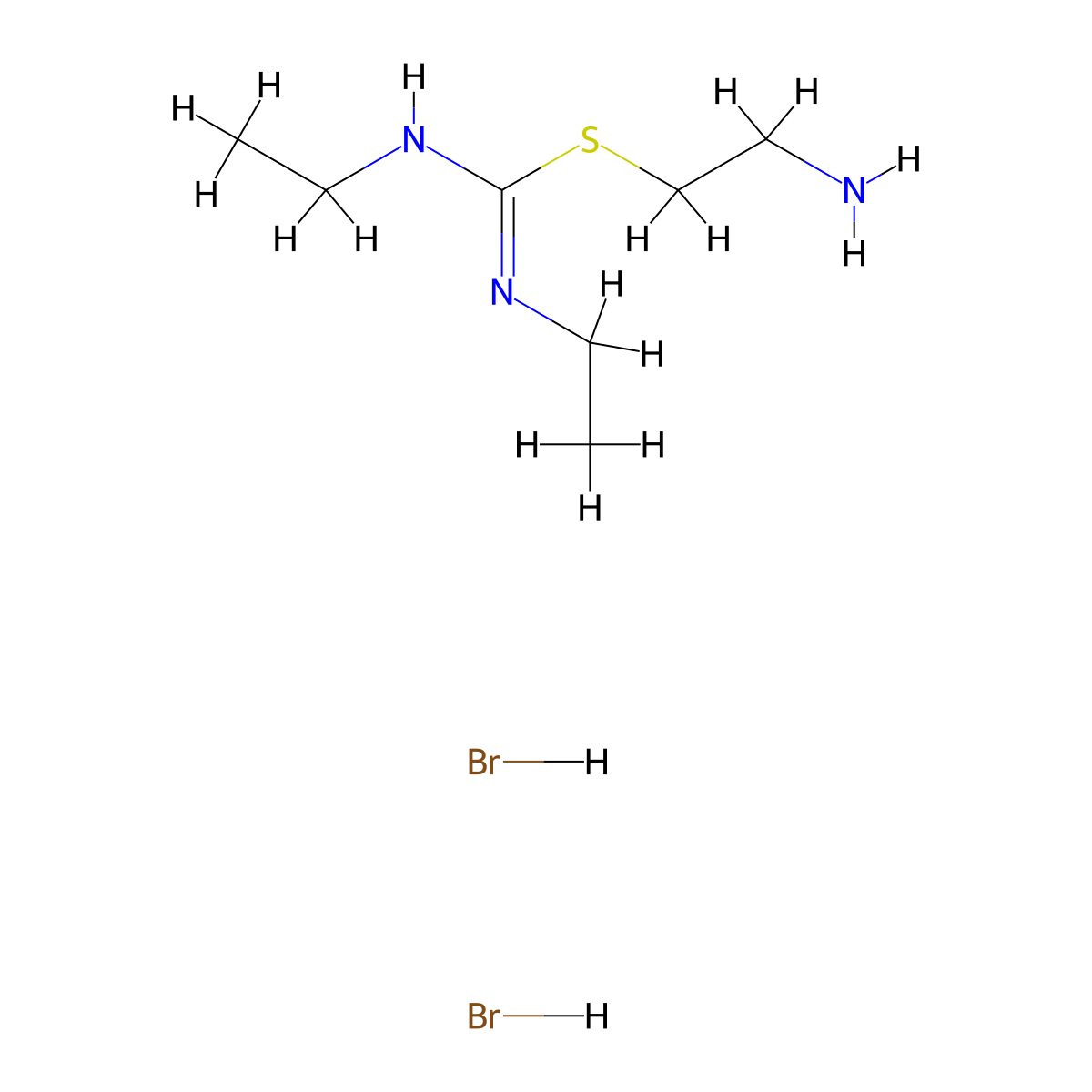 Pseudourea, 2-(2-aminoethyl)-1,3-diethyl-2-thio-, dihydrobromide molecular structure, CAS 1602-18-2