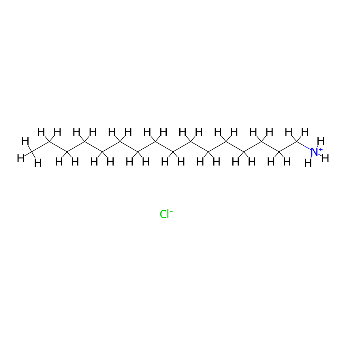 Hexadecylammonium chloride molecular structure, CAS 1602-97-7