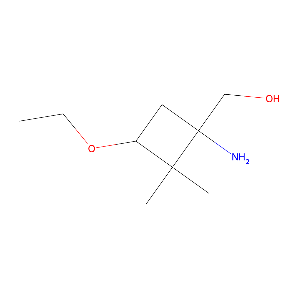 (1-Amino-3-ethoxy-2,2-dimethylcyclobutyl)methanol molecular structure, CAS 1602002-16-3