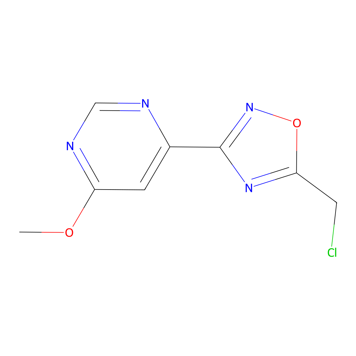 4-[5-(Chloromethyl)-1,2,4-oxadiazol-3-yl]-6-methoxypyrimidine molecular structure, CAS 1602005-91-3