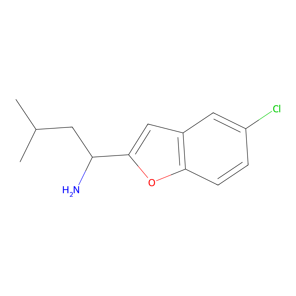 1-(5-Chloro-1-benzofuran-2-yl)-3-methylbutan-1-amine molecular structure, CAS 1602005-99-1