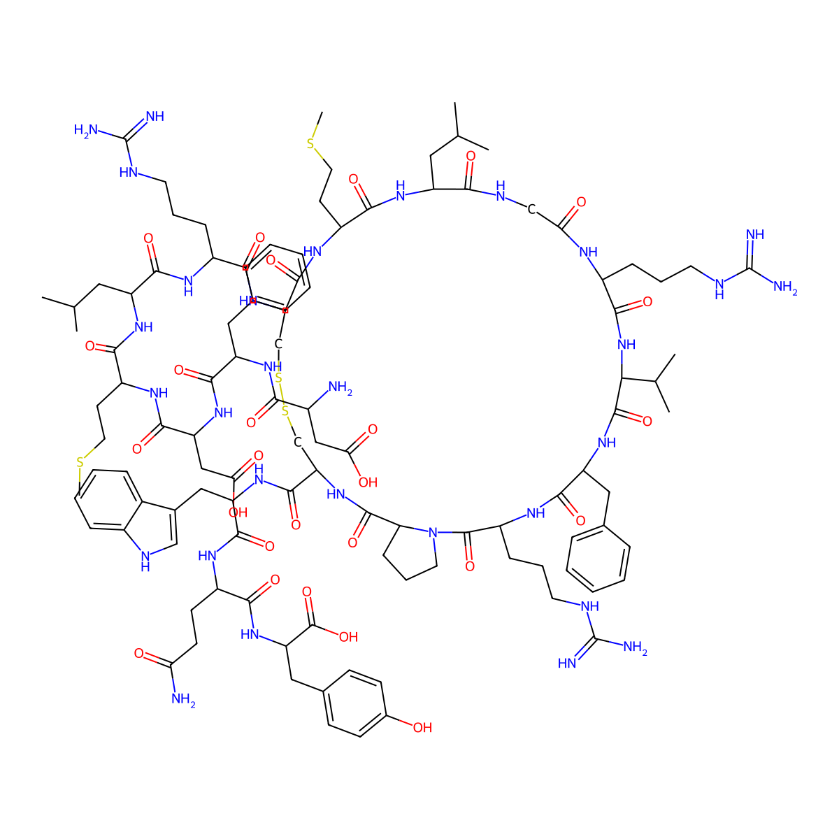 (Phe13,Tyr19)-MCH (human, mouse, rat) trifluoroacetate salt H-Asp-Phe-Asp-Met-Leu-Arg-Cys-Met-Leu-Gly-Arg-Val-Phe-Arg-Pro-Cys-Trp-Gln-Tyr-OH trifluoroacetate salt (Disulfide bond) molecular structure, CAS 160201-86-5