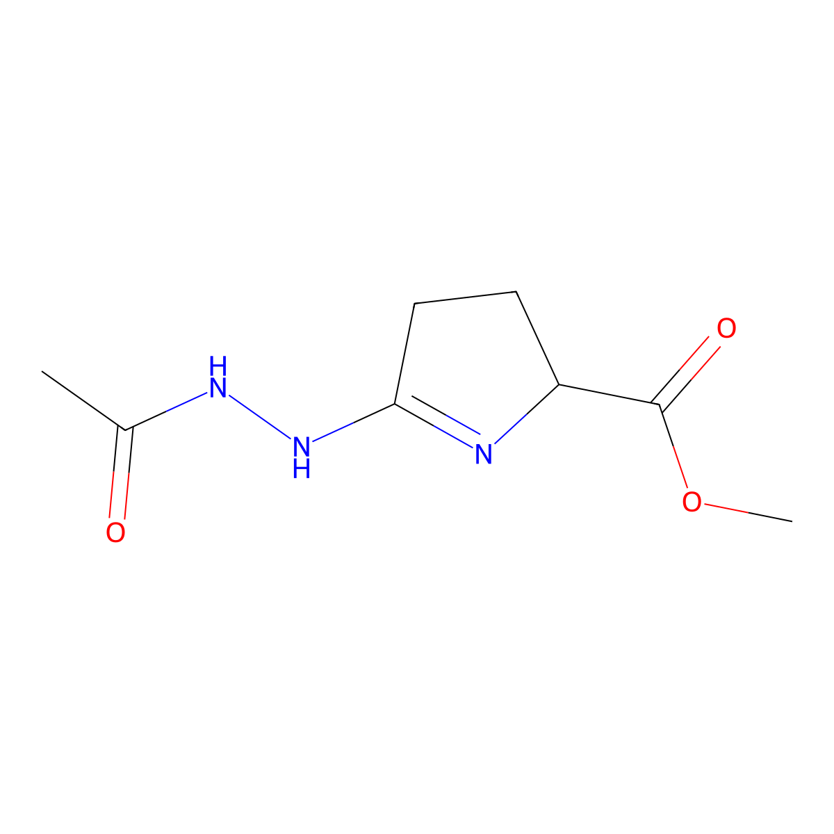 methyl 5-(2-acetylhydrazino)-3,4-dihydro-2H-pyrrole-2-carboxylate molecular structure, CAS 160205-08-3