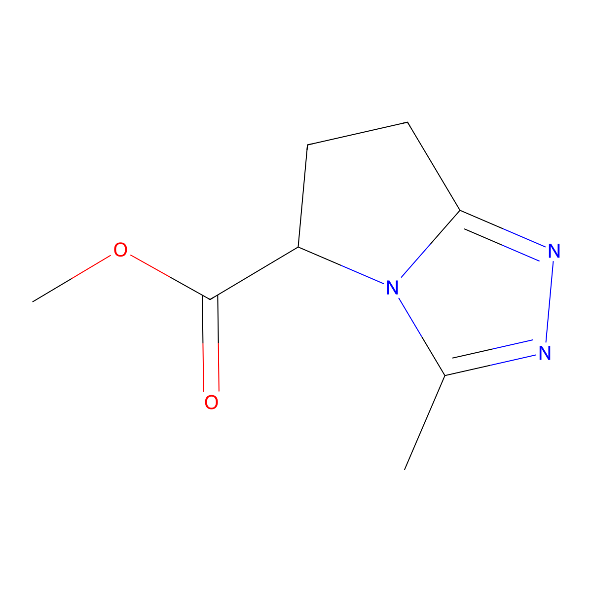 Methyl 3-methyl-6,7-dihydro-5H-pyrrolo[2,1-c][1,2,4]triazole-5-carboxylate molecular structure, CAS 160205-11-8