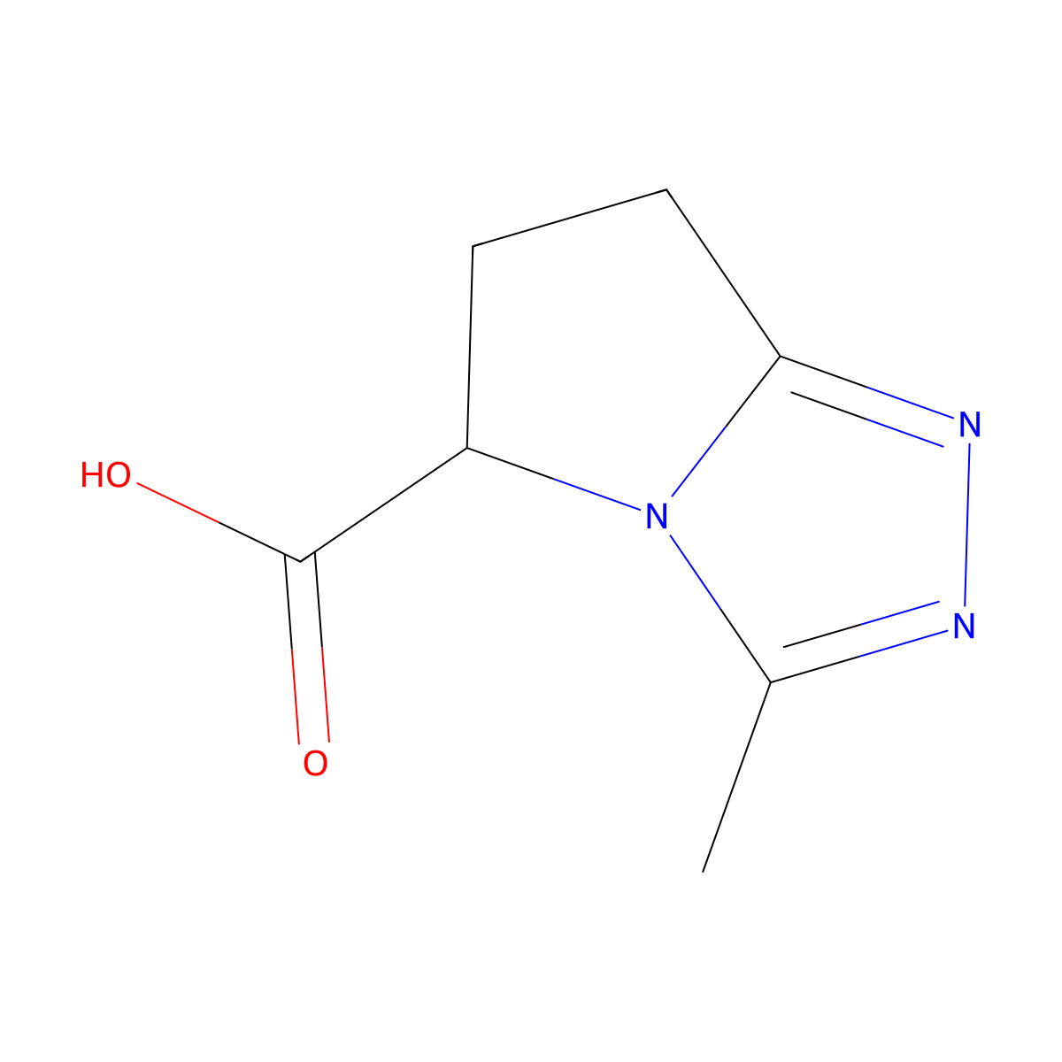 3-methyl-5H,6H,7H-pyrrolo(2,1-c)(1,2,4)triazole-5-carboxylic acid molecular structure, CAS 160205-15-2