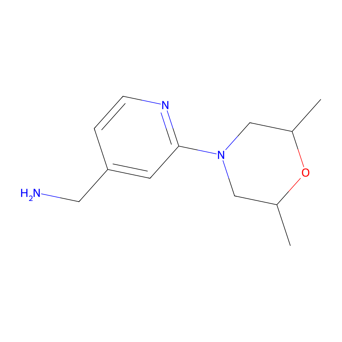 1-{2-[(2R,6S)-2,6-dimethylmorpholin-4-yl]pyridin-4-yl}methanamine molecular structure, CAS 1602058-29-6