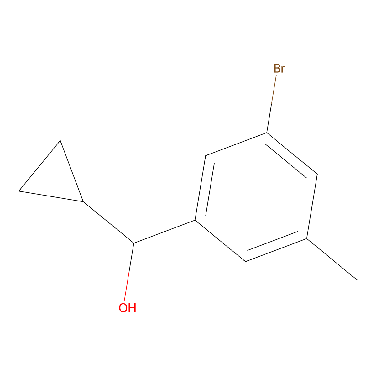 3-Bromo-alpha-cyclopropyl-5-methylbenzenemethanol molecular structure, CAS 1602070-82-5