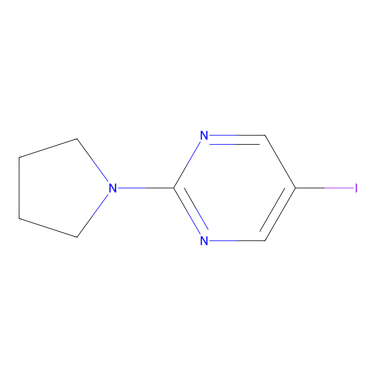 5-Iodo-2-(pyrrolidin-1-yl)pyrimidine molecular structure, CAS 1602074-24-7
