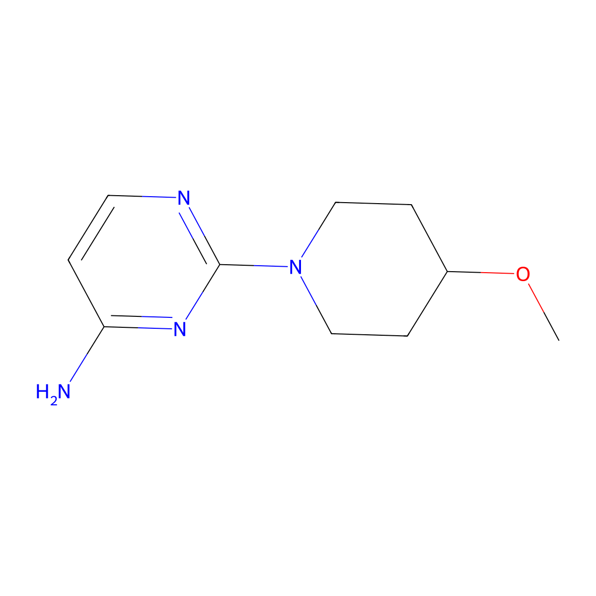 2-(4-Methoxypiperidin-1-yl)pyrimidin-4-amine molecular structure, CAS 1602075-12-6